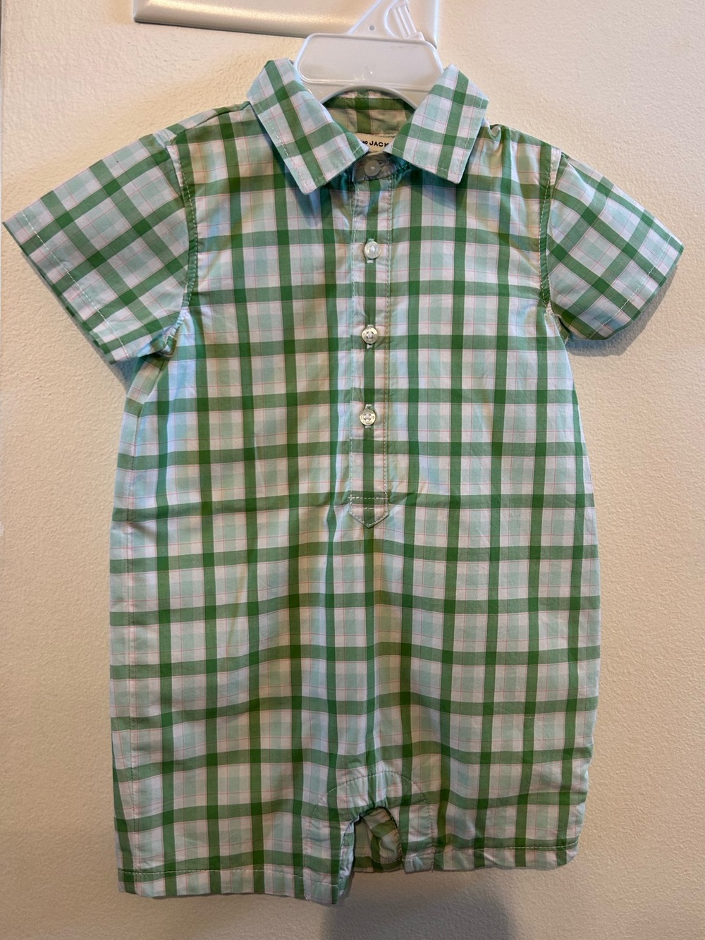Janie and Jack Green Plaid Baby Romper